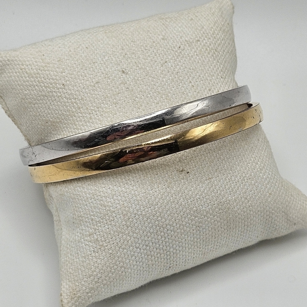 Kate Spade Silver Lining and Heart Of Gold Idiom Stacking Bangle Bracelet Set